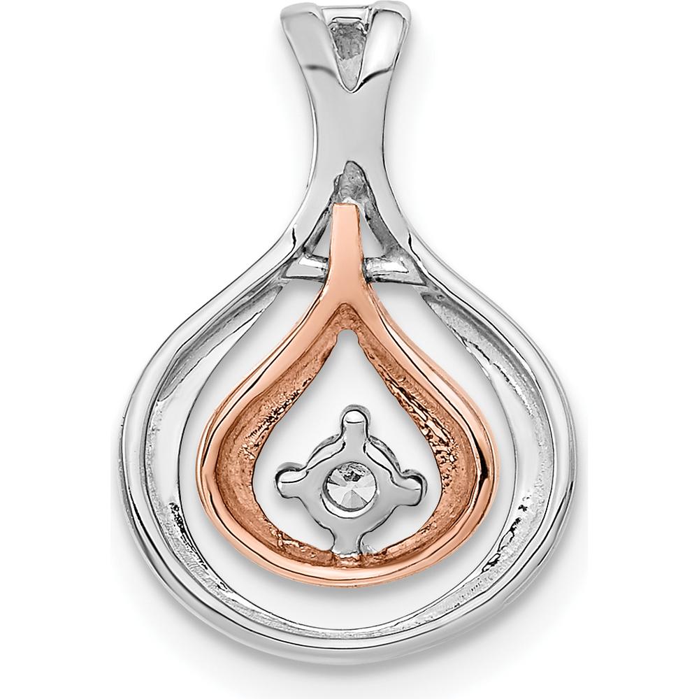14K Two-Tone Gold Teardrop Pendant Necklace with 0.07 Carat Round Diamond by Oro Pregiato