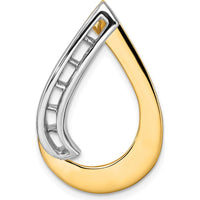 14K Two-Tone Gold Teardrop Slide Pendant Mounting - Fits up to 8mm Regular or 10mm Fancy Omega by Oro Pregiato