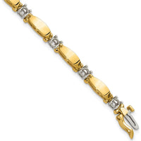 14K Two-Tone Gold Tennis Bracelet with 11 Round Diamonds - 1.87 Carat Total Diamond Weight by Monteluci Fine Jewelry