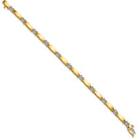 14K Two-Tone Gold Tennis Bracelet with 11 Round Diamonds - 1.87 Carat Total Diamond Weight by Monteluci Fine Jewelry