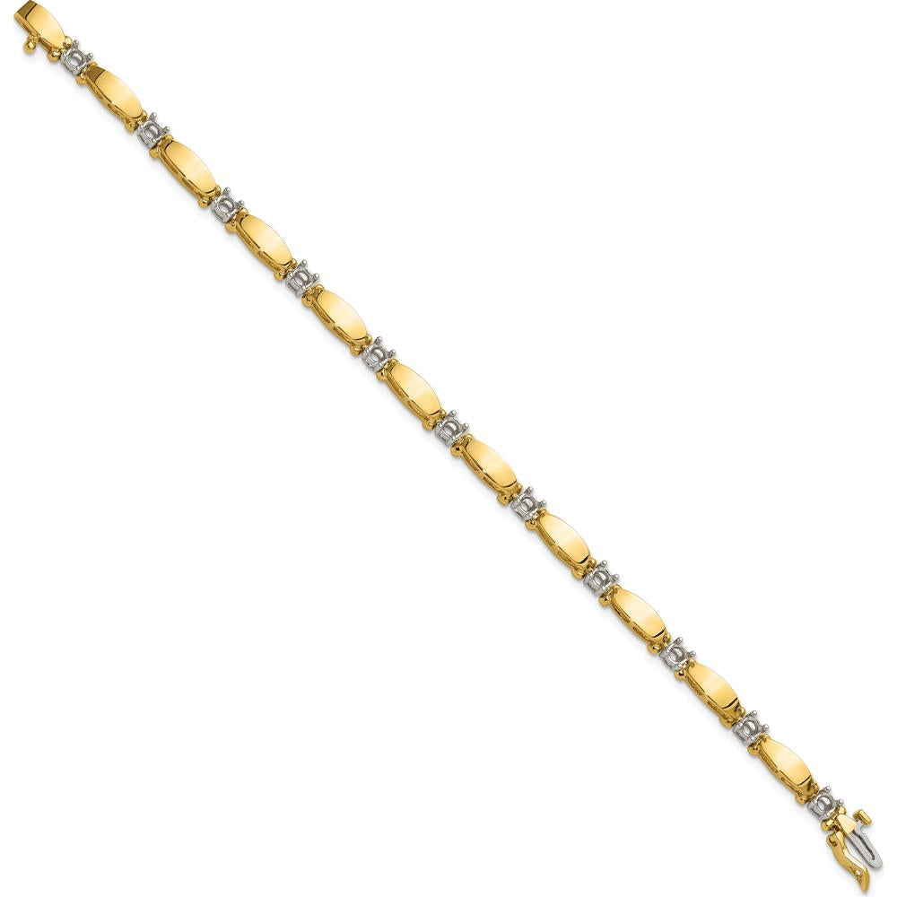 14K Two-Tone Gold Tennis Bracelet with 11 Round Diamonds - 1.87 Carat Total Diamond Weight by Monteluci Fine Jewelry