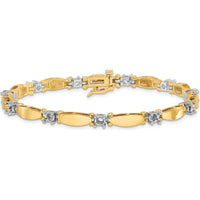 14K Two-Tone Gold Tennis Bracelet with 11 Round Diamonds - 1.87 Carat Total Diamond Weight by Monteluci Fine Jewelry