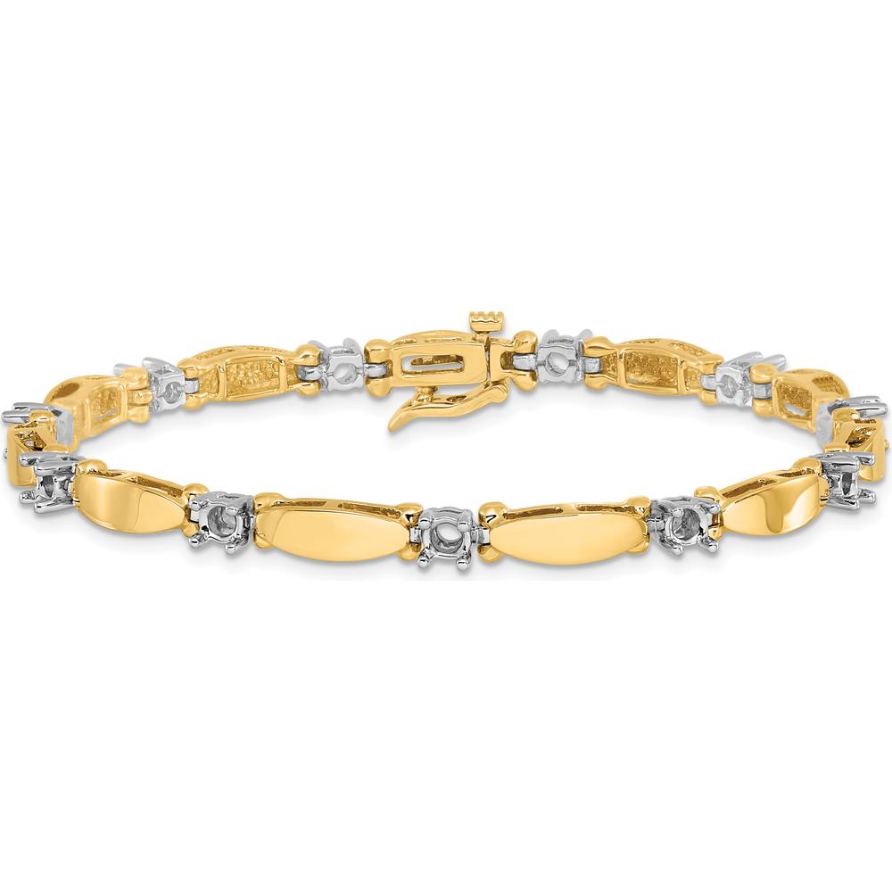 14K Two-Tone Gold Tennis Bracelet with 11 Round Diamonds - 1.87 Carat Total Diamond Weight by Monteluci Fine Jewelry