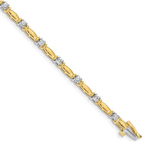 14K Two-Tone Gold Tennis Bracelet with 14 Prong Set Round Diamonds - 1.0 Carat Total Diamond Weight by Monteluci Fine Jewelry