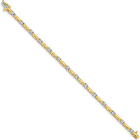 14K Two-Tone Gold Tennis Bracelet with 14 Prong Set Round Diamonds - 1.0 Carat Total Diamond Weight by Monteluci Fine Jewelry