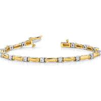 14K Two-Tone Gold Tennis Bracelet with 14 Prong Set Round Diamonds - 1.0 Carat Total Diamond Weight by Monteluci Fine Jewelry