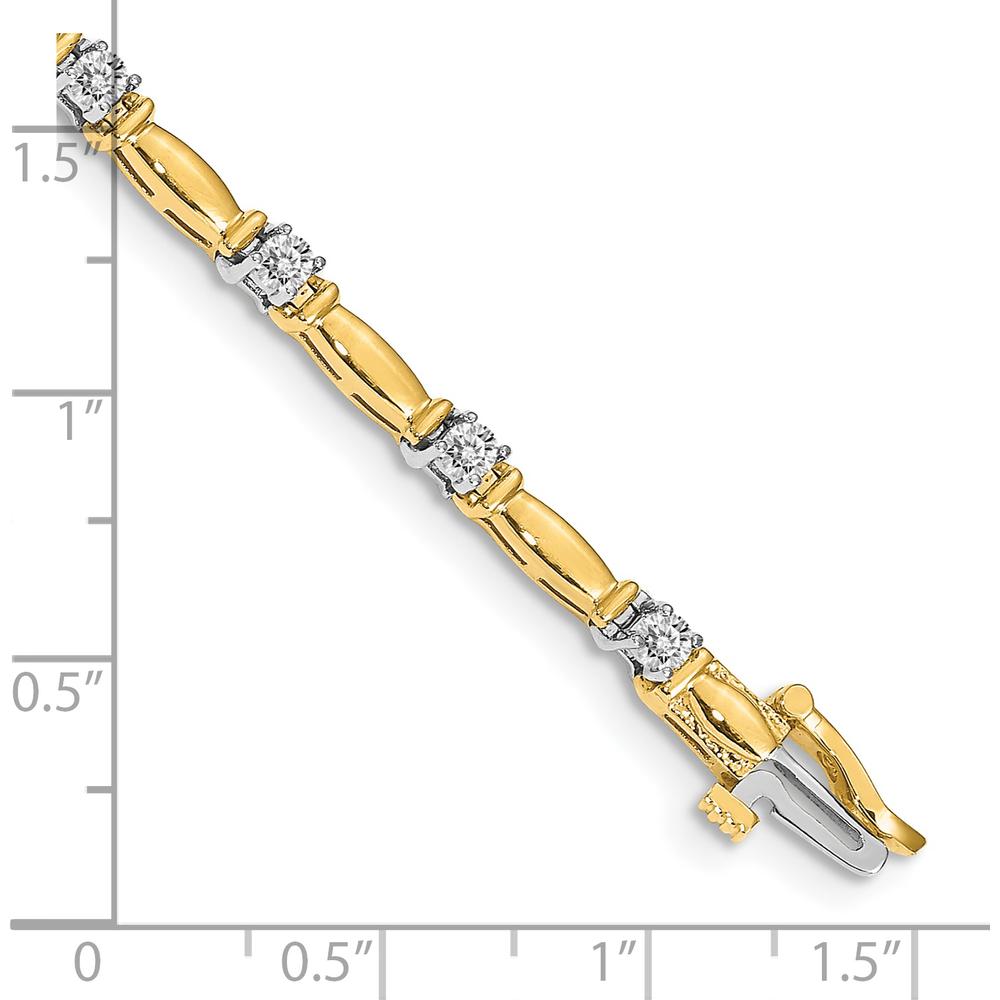 14K Two-Tone Gold Tennis Bracelet with 14 Prong Set Round Diamonds - 1.0 Carat Total Diamond Weight by Monteluci Fine Jewelry