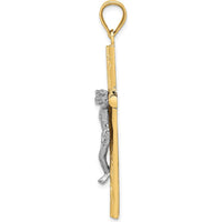 14K Two-Tone Gold Textured Crucifix Pendant - 47mm Length by Oro Pregiato