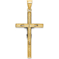 14K Two-Tone Gold Textured Crucifix Pendant - 47mm Length by Oro Pregiato