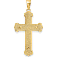 14K Two-Tone Gold Textured Crucifix Pendant Charm with Rhodium Accents by Oro Pregiato