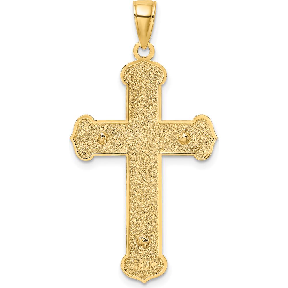14K Two-Tone Gold Textured Crucifix Pendant Charm with Rhodium Accents by Oro Pregiato