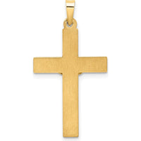 14K Two-Tone Gold Textured Hollow Latin Crucifix Pendant with Polished Finish - 31mm Length by Oro Pregiato