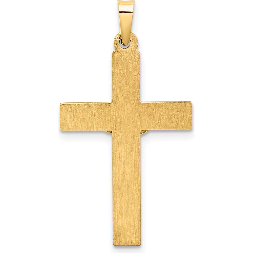 14K Two-Tone Gold Textured Hollow Latin Crucifix Pendant with Polished Finish - 31mm Length by Oro Pregiato