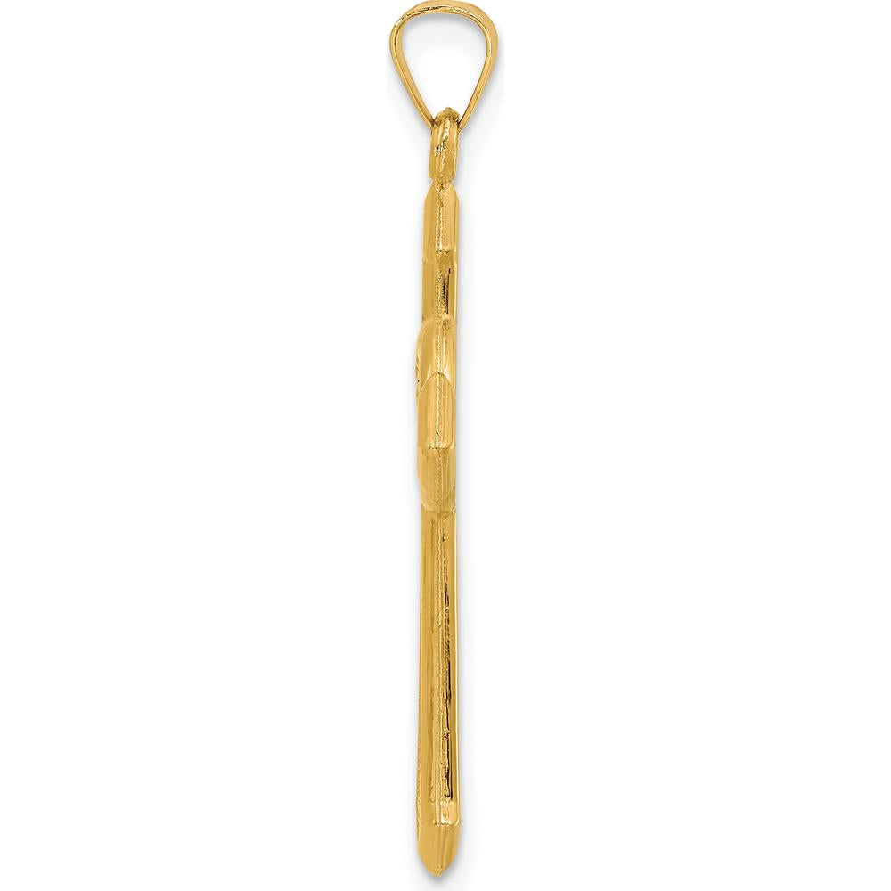 14K Two-Tone Gold Textured Hollow St. Benedict Cross Pendant - Faith Symbol with Rhodium Plating by Oro Pregiato