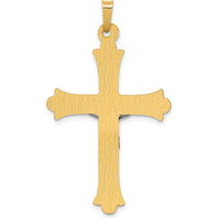 14K Two-Tone Gold Textured INRI Crucifix Pendant - 40mm Length by Oro Pregiato