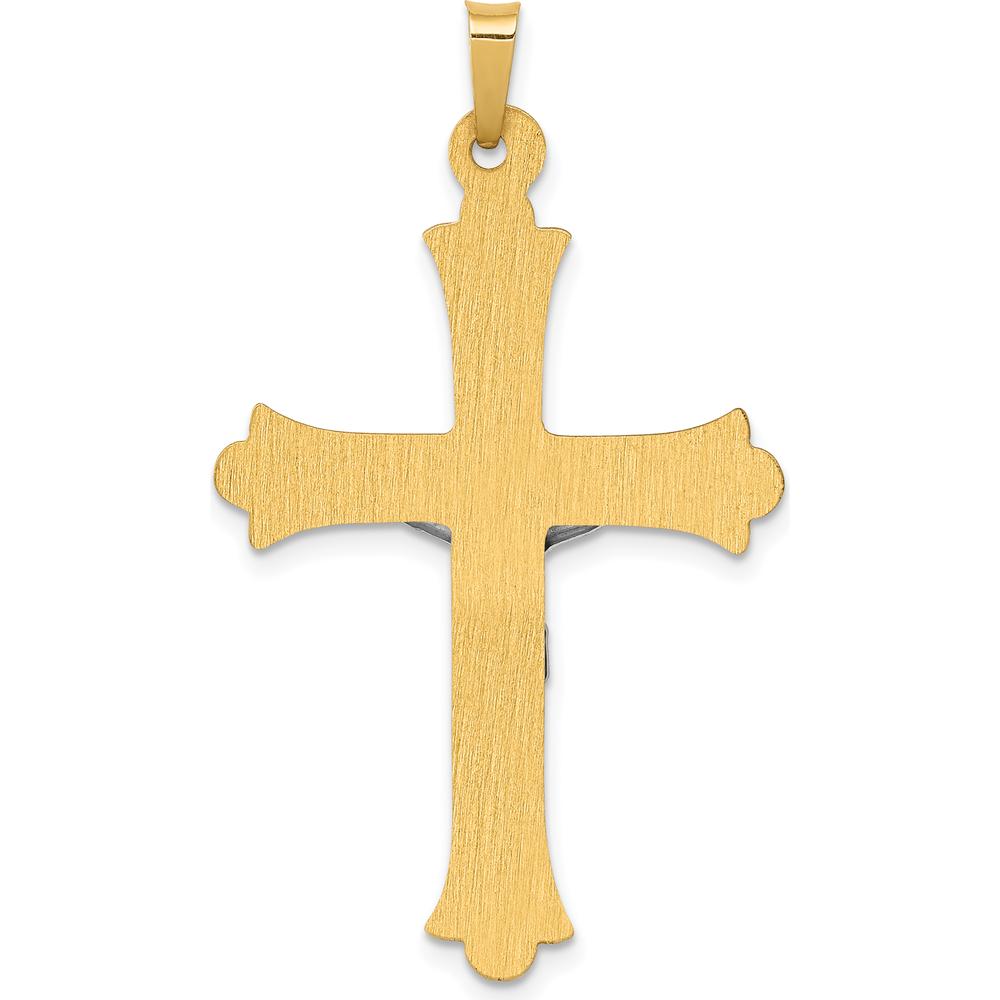 14K Two-Tone Gold Textured INRI Crucifix Pendant - 40mm Length by Oro Pregiato