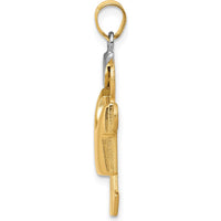 14K Two-Tone Gold The Kids Medium Puffed Boy with Hat Engravable Kiss Charm by Oro Pregiato