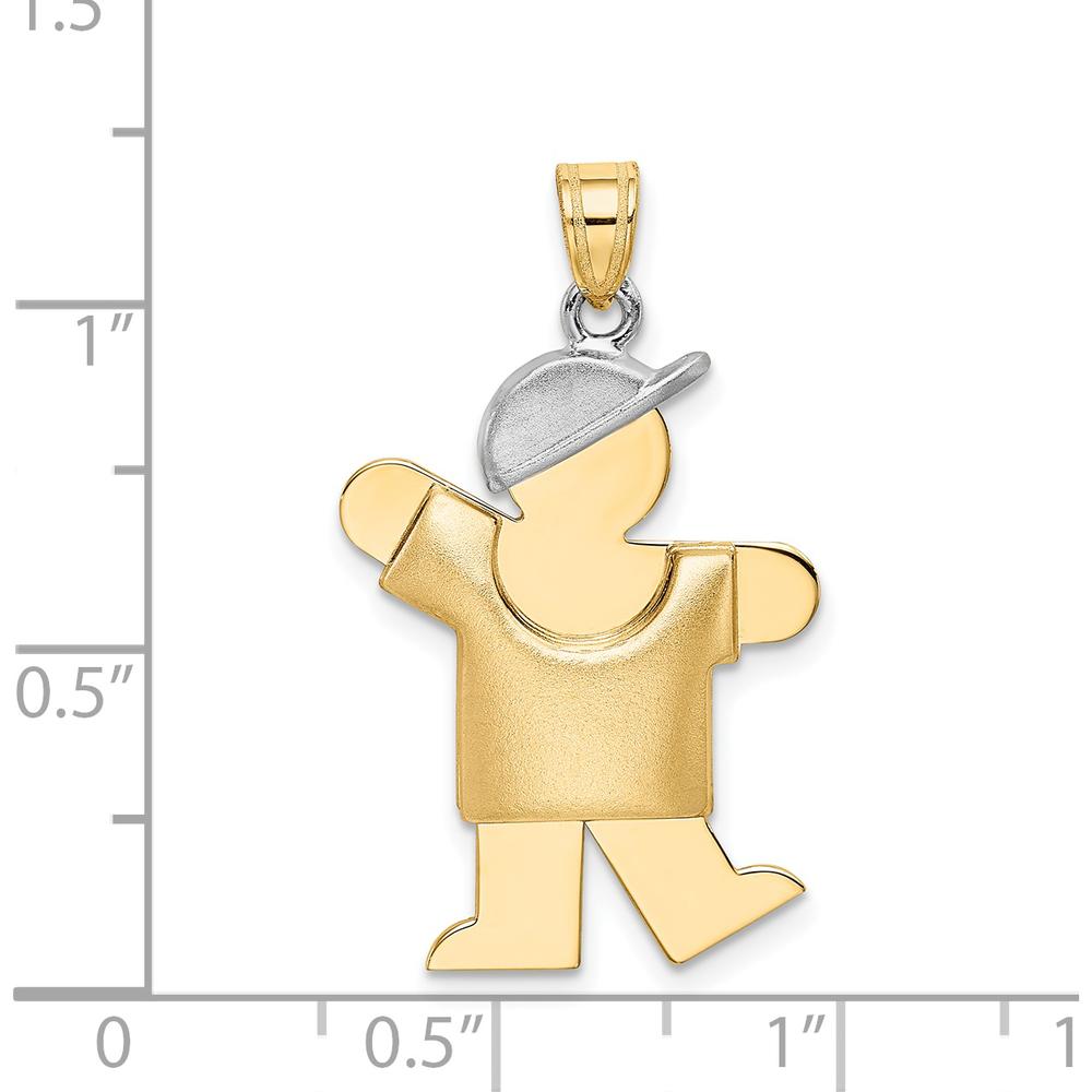 14K Two-Tone Gold The Kids Medium Puffed Boy with Hat Engravable Kiss Charm by Oro Pregiato