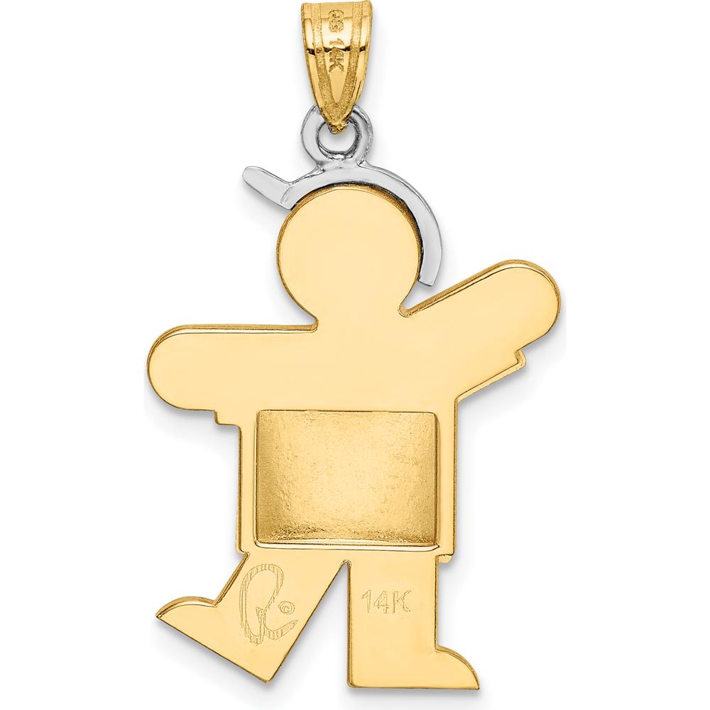 14K Two-Tone Gold The Kids Medium Puffed Boy with Hat Engravable Kiss Charm by Oro Pregiato
