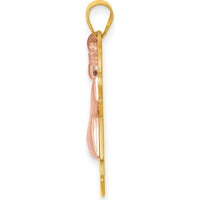 14K Two-Tone Gold The Kids Medium Puffed Girl with Bow Engravable Charm by Oro Pregiato
