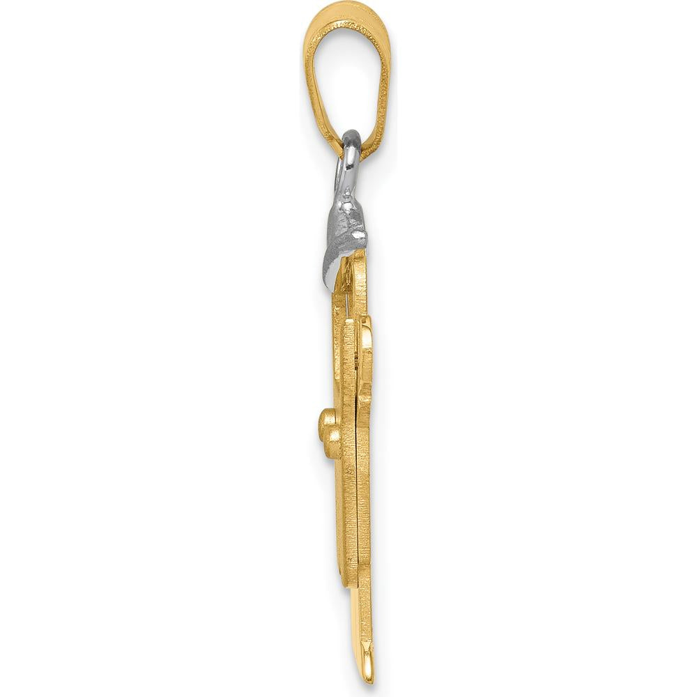 14K Two-Tone Gold The Kids Small Boy in Overalls with Hat Pendant - Engravable Love Charm by Oro Pregiato