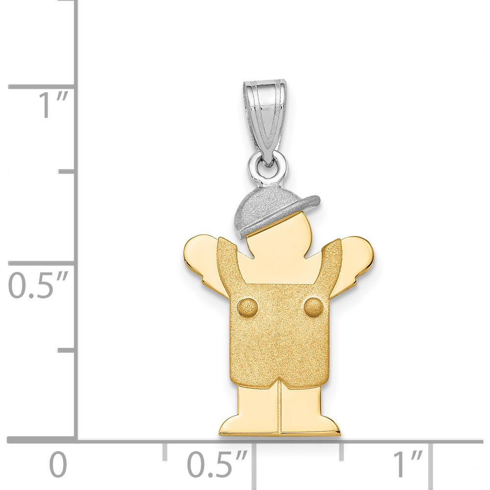 14K Two-Tone Gold The Kids Small Boy in Overalls with Hat Pendant - Engravable Love Charm by Oro Pregiato