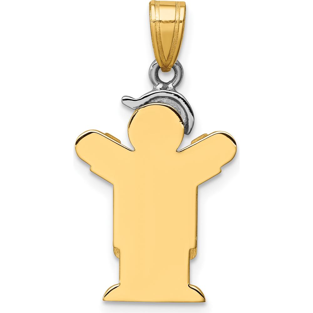 14K Two-Tone Gold The Kids Small Boy in Overalls with Hat Pendant - Engravable Love Charm by Oro Pregiato
