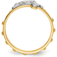 14K Two-Tone Gold Themed Crucifix Ring with Silver-Tone Cross - 8mm Top Length by Oro Pregiato