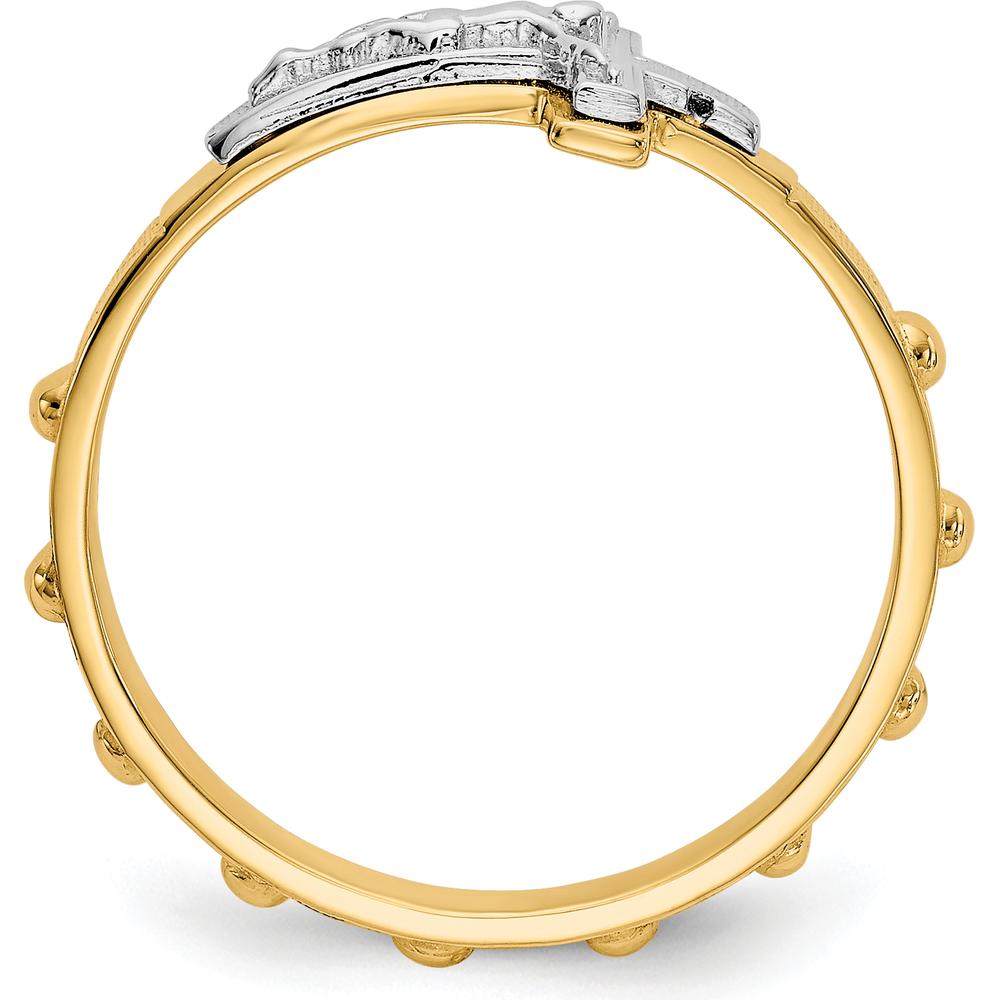 14K Two-Tone Gold Themed Crucifix Ring with Silver-Tone Cross - 8mm Top Length by Oro Pregiato