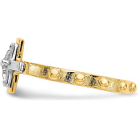 14K Two-Tone Gold Themed Crucifix Ring with Silver-Tone Cross - 8mm Top Length by Oro Pregiato