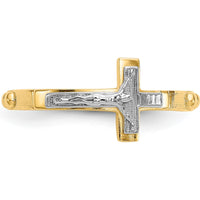 14K Two-Tone Gold Themed Crucifix Ring with Silver-Tone Cross - 8mm Top Length by Oro Pregiato