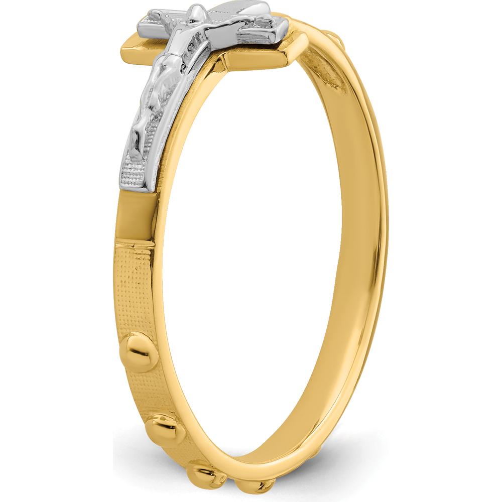14K Two-Tone Gold Themed Crucifix Ring with Silver-Tone Cross - 8mm Top Length by Oro Pregiato