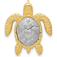 14K Two-Tone Gold Turtle Pendant Chain Slide - 21mm x 18mm by Oro Pregiato