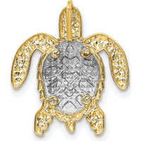 14K Two-Tone Gold Turtle Pendant Chain Slide - 21mm x 18mm by Oro Pregiato