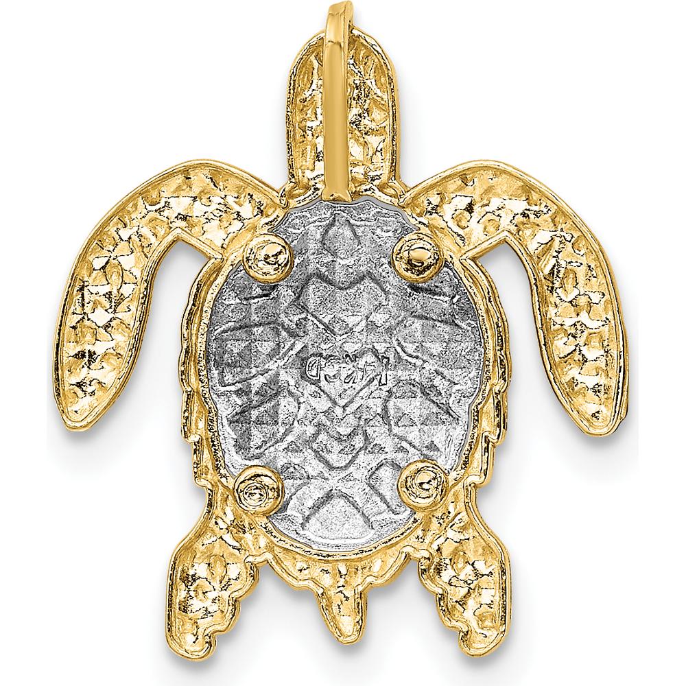 14K Two-Tone Gold Turtle Pendant Chain Slide - 21mm x 18mm by Oro Pregiato