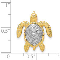 14K Two-Tone Gold Turtle Pendant Chain Slide - 21mm x 18mm by Oro Pregiato