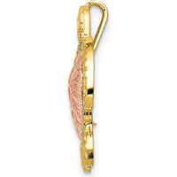 14K Two-Tone Gold Turtle Pendant with White Rhodium Accents - Polished Finish by Oro Pregiato