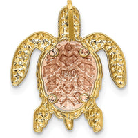 14K Two-Tone Gold Turtle Pendant with White Rhodium Accents - Polished Finish by Oro Pregiato