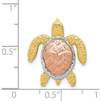 14K Two-Tone Gold Turtle Pendant with White Rhodium Accents - Polished Finish by Oro Pregiato