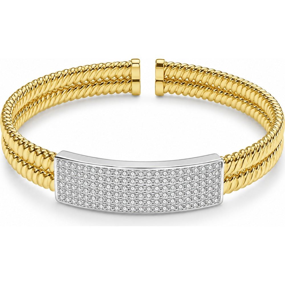 14K Two-Tone Gold Twisted Cable Bangle with Pavé Set Round Diamonds - 2.54 Carat Total Diamond Weight by Auriventus