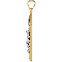 14K Two-Tone Gold Twisted INRI Crucifix Pendant with Polished Finish - 32.7mm Length by Oro Pregiato