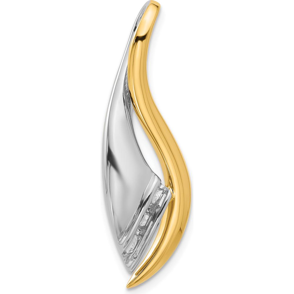 14K Two-Tone Gold Twisted Ribbon Slide Pendant for Omega Chain - Customizable Mounting for 5 Stones, 41mm Length by Oro Pregiato