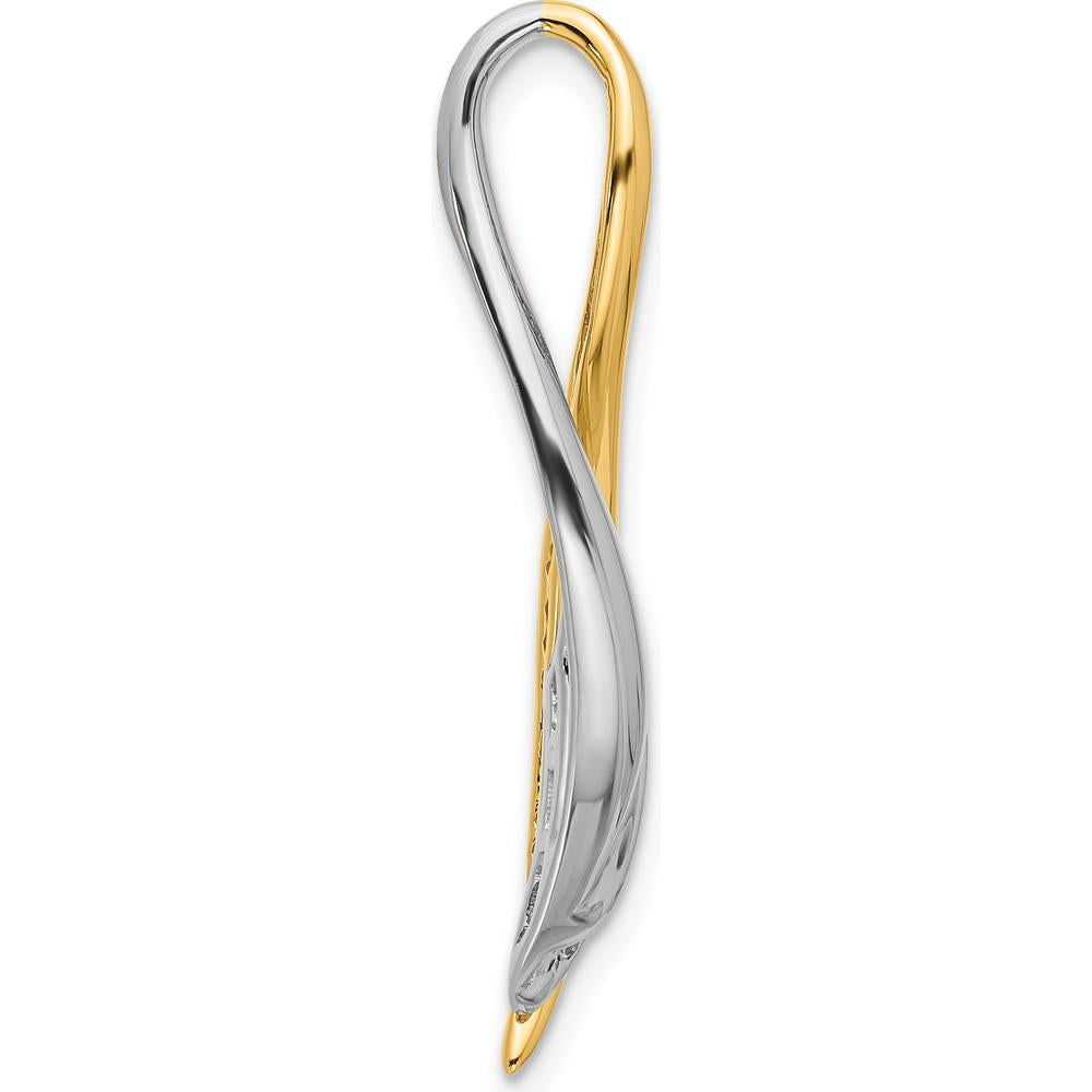 14K Two-Tone Gold Twisted Ribbon Slide Pendant for Omega Chain - Customizable Mounting for 5 Stones, 41mm Length by Oro Pregiato