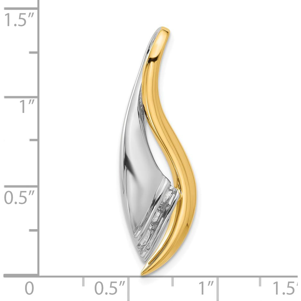 14K Two-Tone Gold Twisted Ribbon Slide Pendant for Omega Chain - Customizable Mounting for 5 Stones, 41mm Length by Oro Pregiato