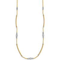 14K Two-Tone Gold Woven Bars and Diamond-Cut Beads Fancy Necklace - 16.75 inches by 0