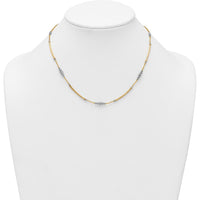 14K Two-Tone Gold Woven Bars and Diamond-Cut Beads Fancy Necklace - 16.75 inches by 0
