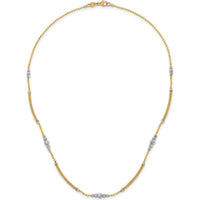 14K Two-Tone Gold Woven Bars and Diamond-Cut Beads Fancy Necklace - 16.75 inches by 0