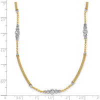 14K Two-Tone Gold Woven Bars and Diamond-Cut Beads Fancy Necklace - 16.75 inches by 0