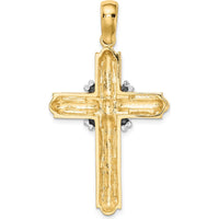 14K Two-Tone Gold X-Center Polished Cross Pendant - 47mm Length by Oro Pregiato