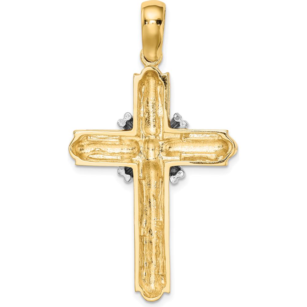 14K Two-Tone Gold X-Center Polished Cross Pendant - 47mm Length by Oro Pregiato